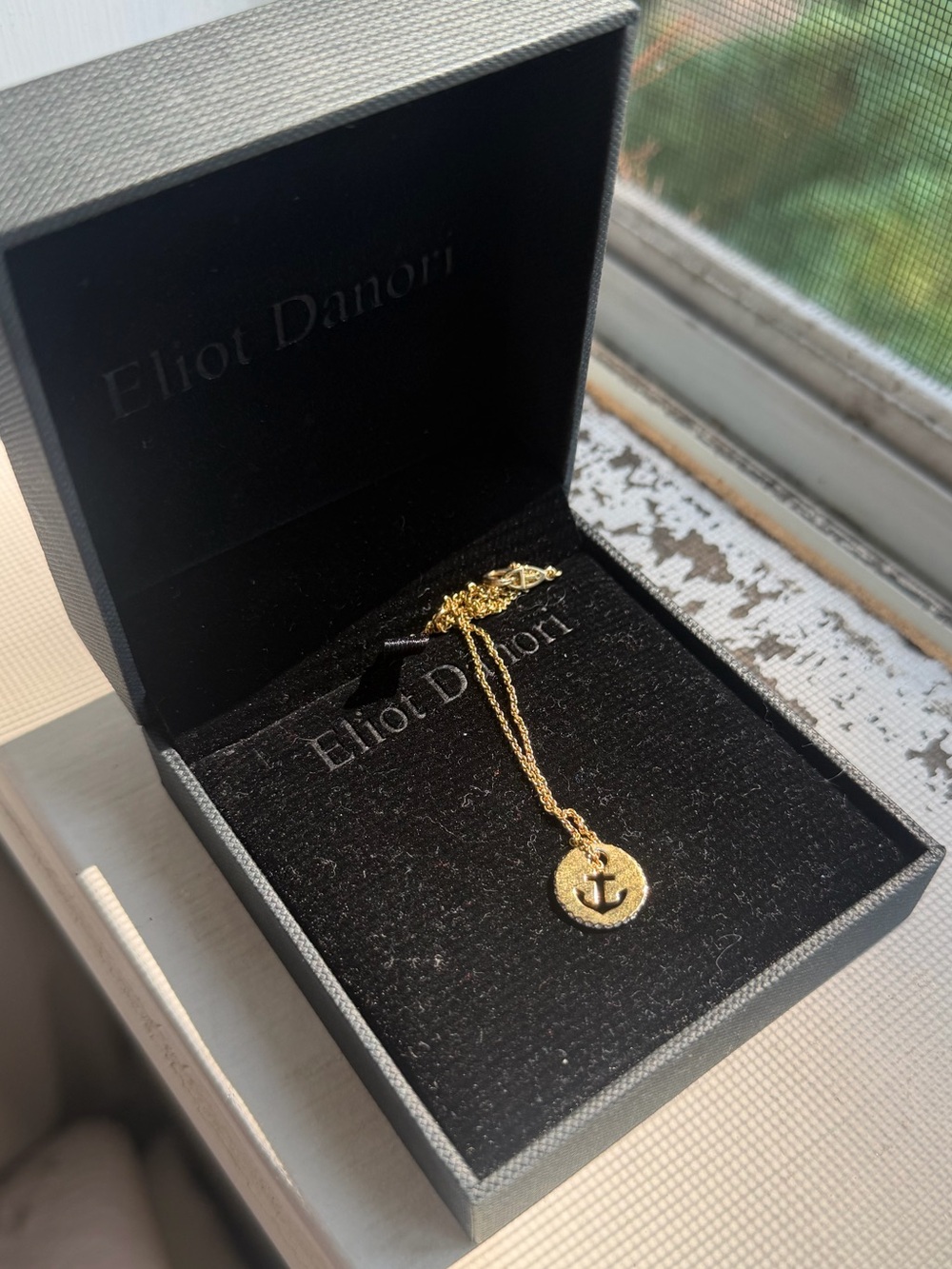 Eliot Danori Gold CZ Anchor Disc Necklace